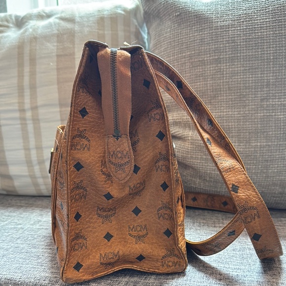 Authentic Large MCM Brown Leather Long Strand Bag with Iconic Monogram Design - Picture 6 of 17